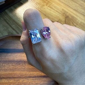 Elegant Silver and Pink Gemstone Ring